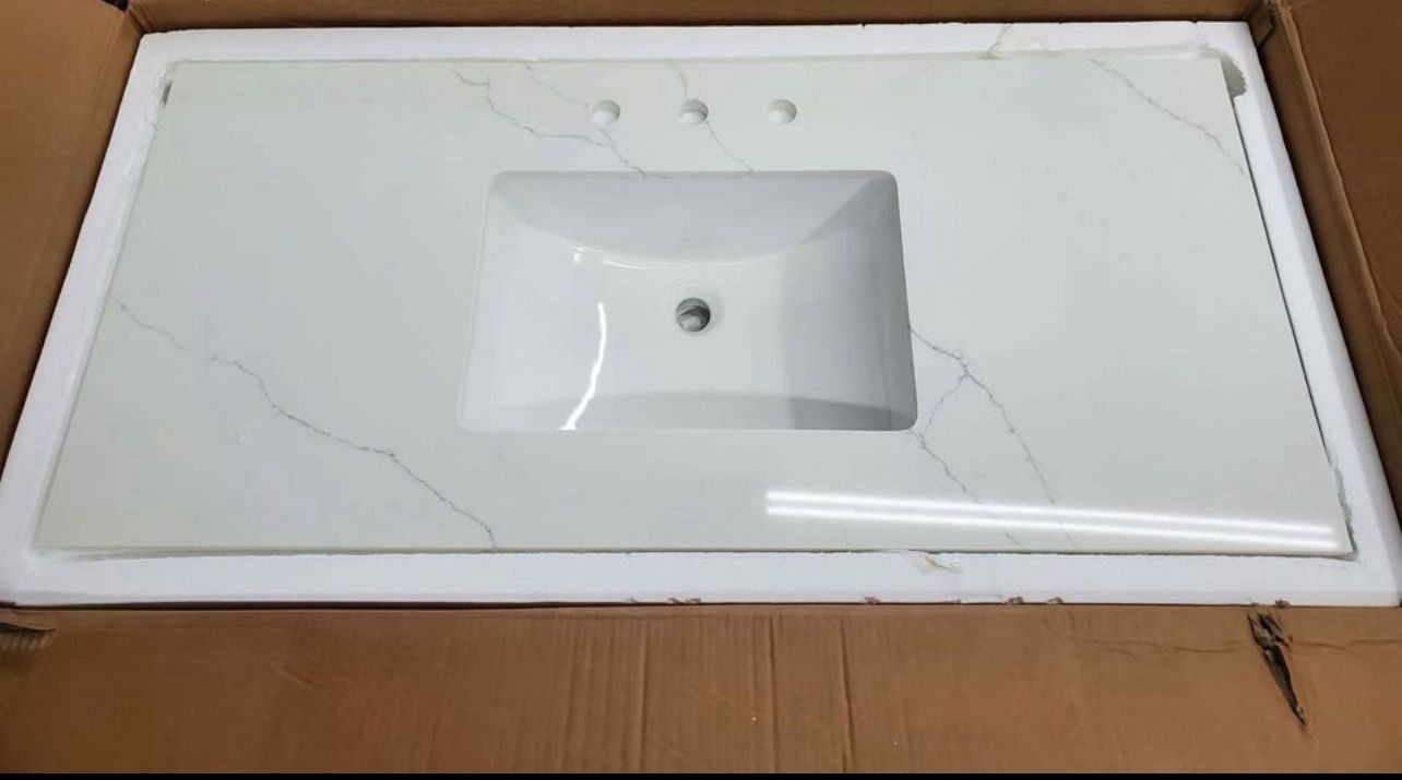 Single Sink Bathroom Vanity Top in White 48 in. W x 22 in. D