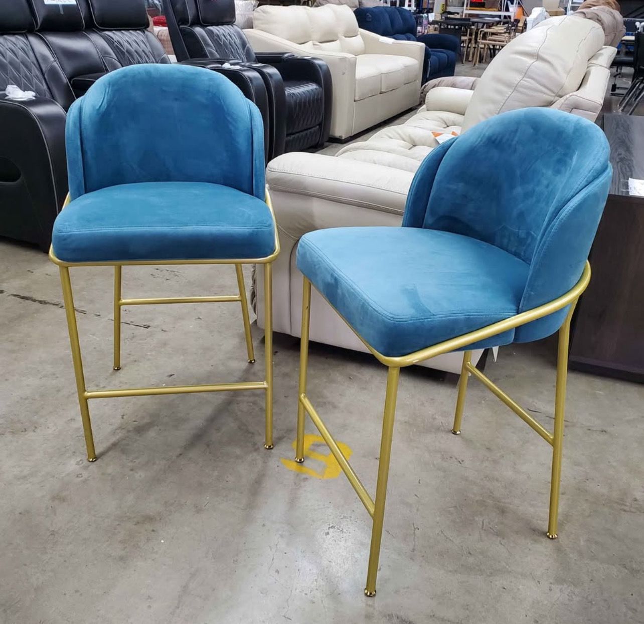 2 Counter-Height Stool Modern Rove Concepts Solana Modern Felt - Teal