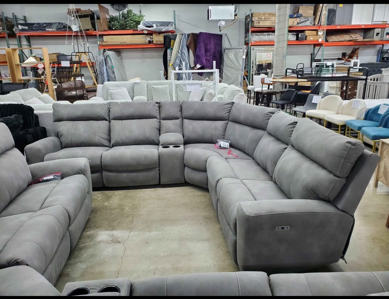 Sofa Fabric 6-Piece Dual Power Reclining Modular Sectional w/Console Next-Gen DuraPella Performance