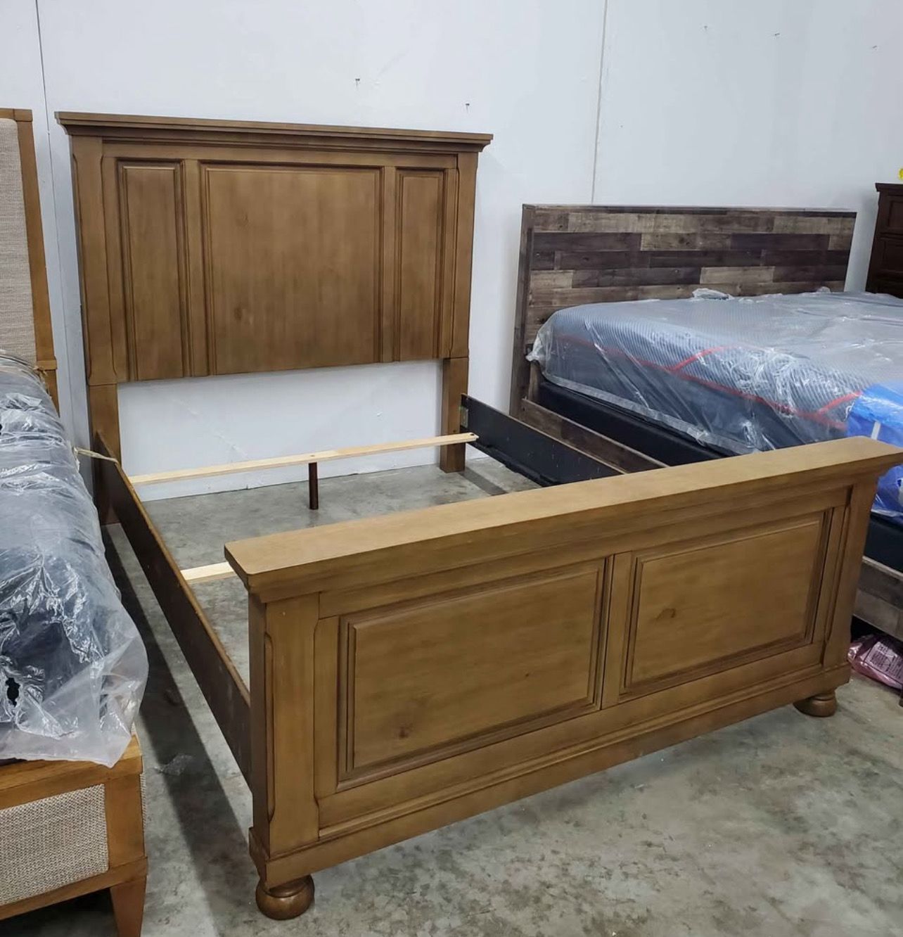 Queen Size Panel Bed Real Wood Vandenmore Medium Brown by Ashley Furniture
