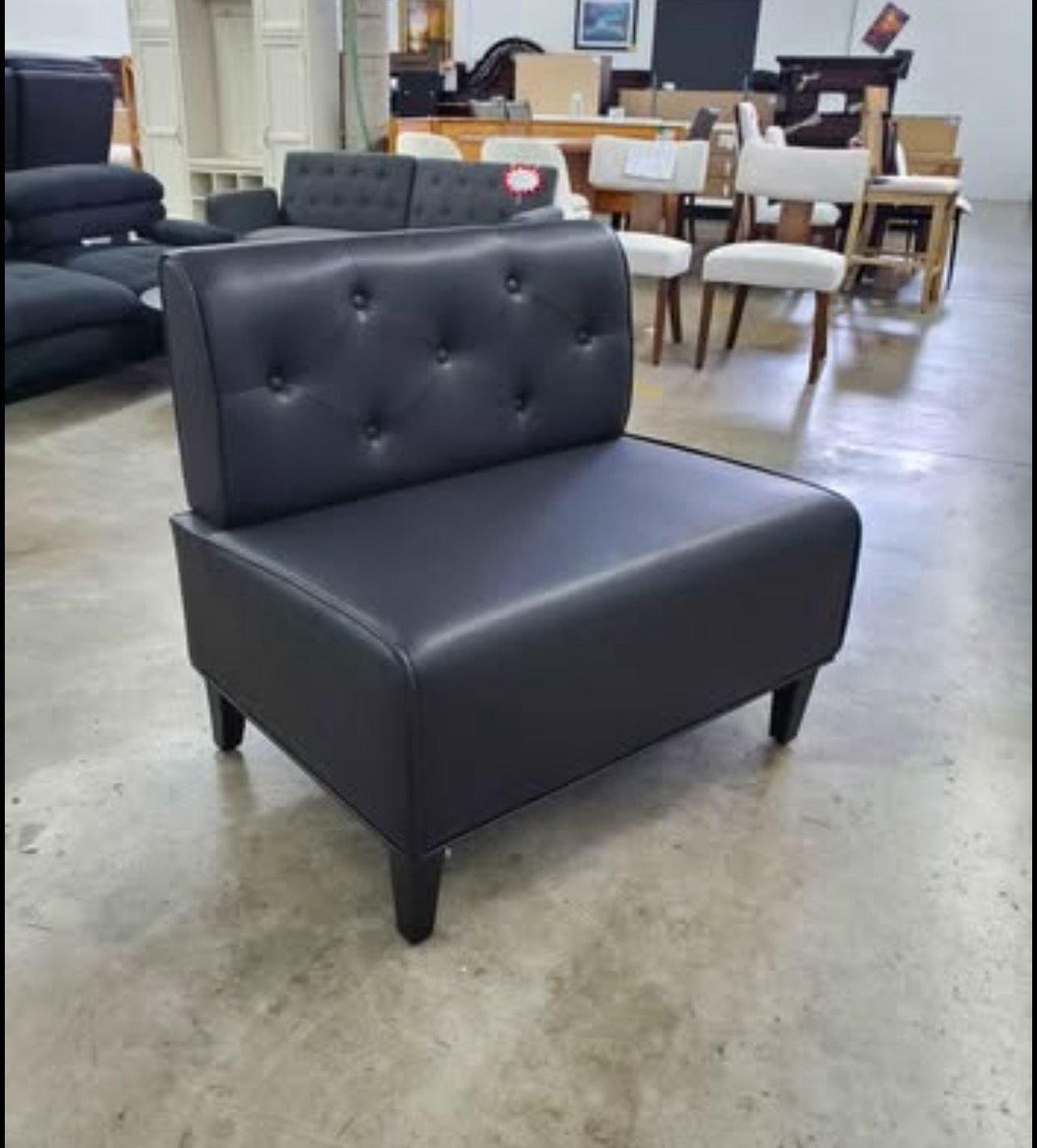 Modern Farmhouse Nook Long Bench with High Back - Black/Faux Leather