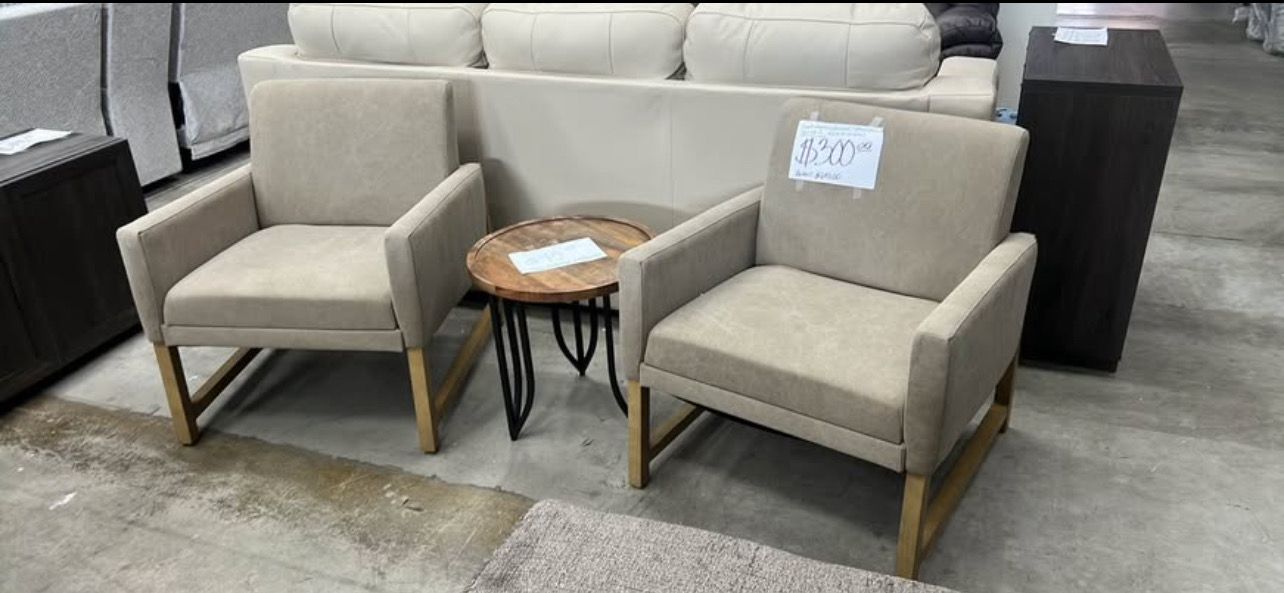 Upholstered Accent Armchair - Khaki set of 2 only