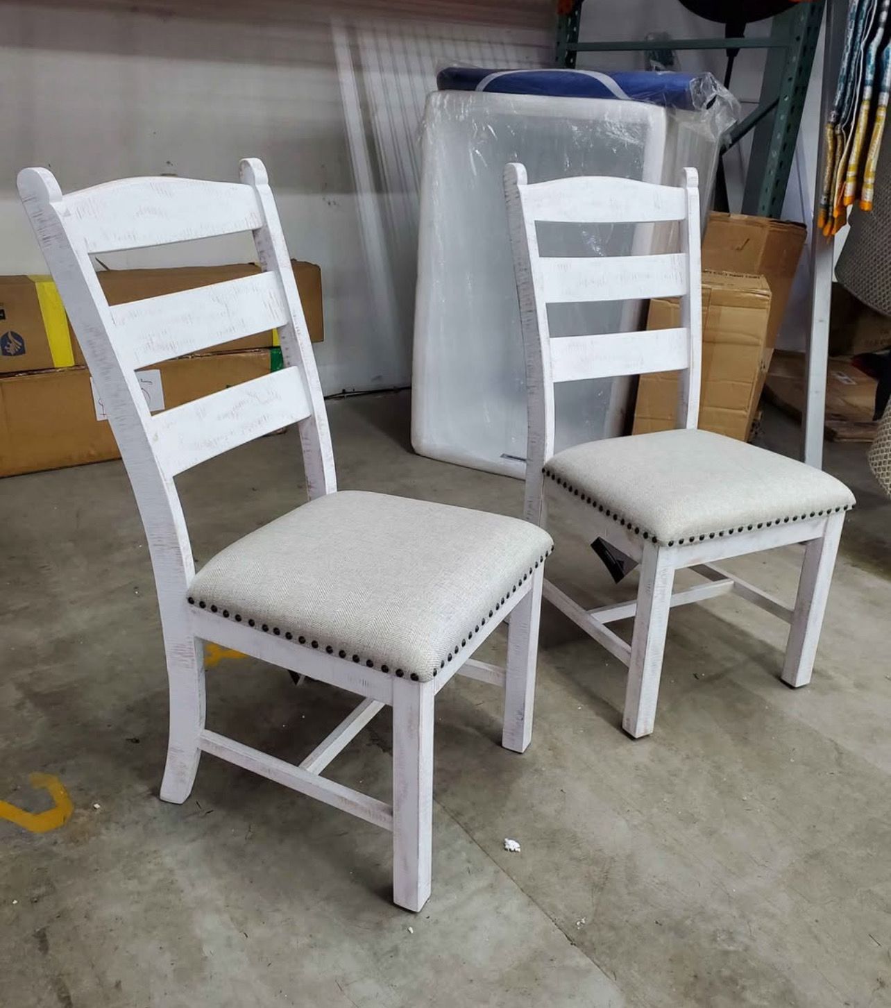 2 Dining/Accent ChairsAshley Valebeck in Beige and White