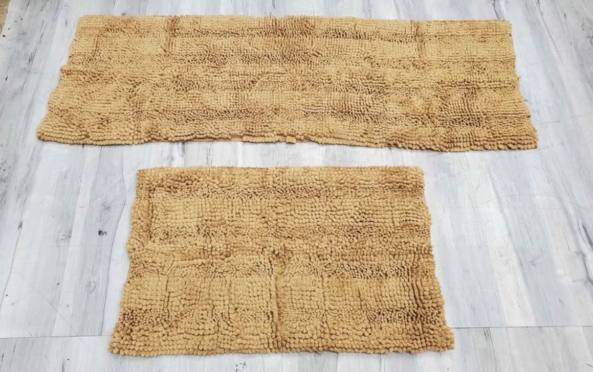 Bath Mats for Bathroom Sets,2 Piece Bath Rugs, Thick Soft Chenille Floor-20x32" Plus 20x59"