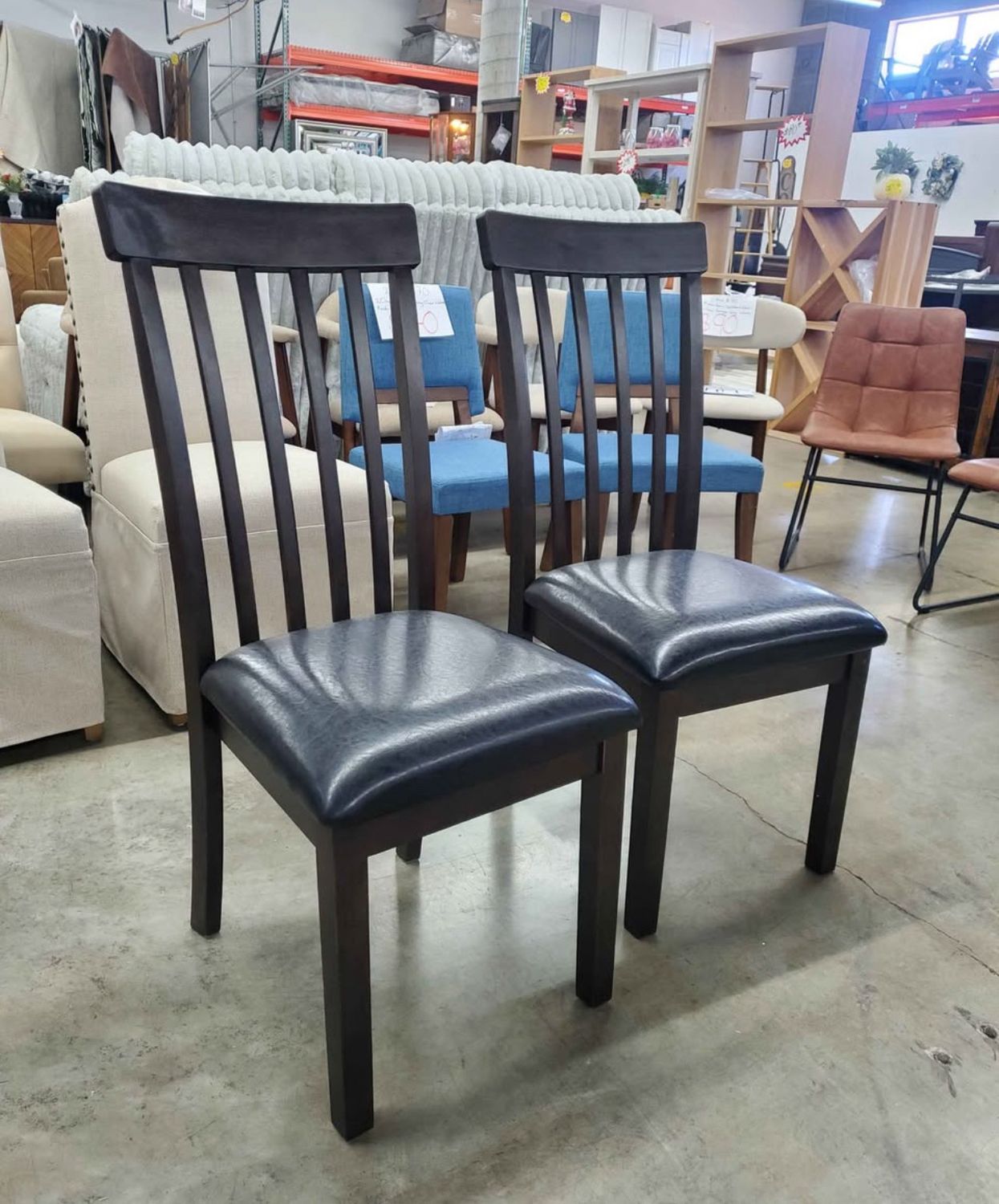 2 Contemporary Upholstered Dining Side Chair, Dark Brown Finish Signature Design by Ashley