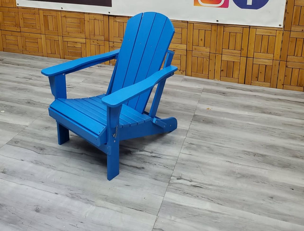 Outdoor Folding Poly Adirondack Chair -Blue