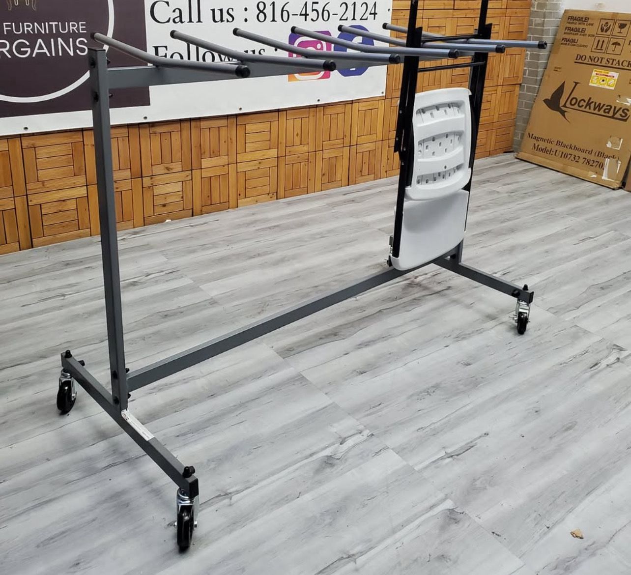 Events, Church Schools, Library Heavy Duty Folding Chairs Transporting & Trolley Cart 60 Chairs