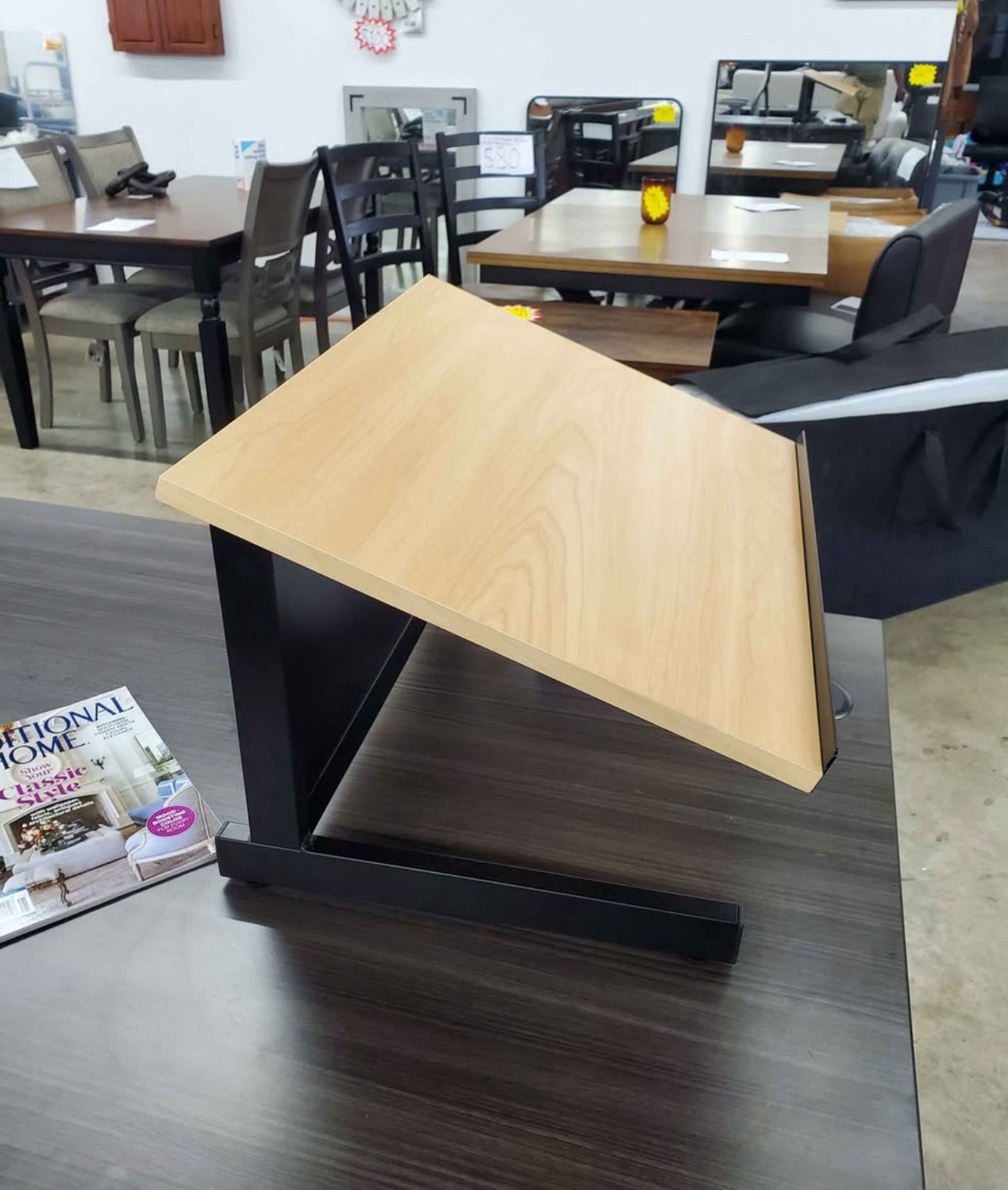 Podium Audio Visual Direct Tabletop Lectern for Presentations, Black/Beech