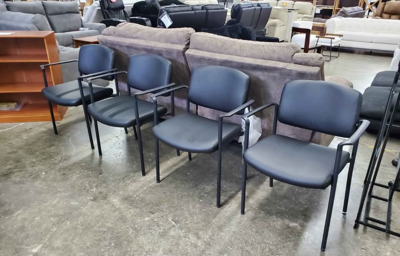 4 Reception, Waiting room Guest Ultra-Cushioned Stacking Guest Chair - Black