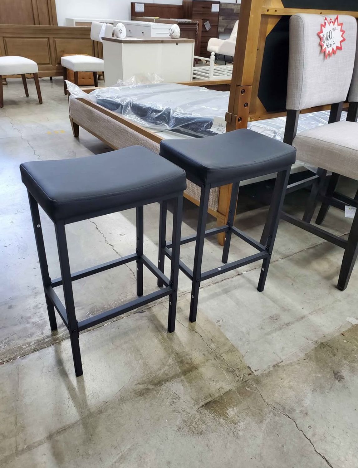 Counter Height 24'' Saddle Stools Backless Black Set Of 2