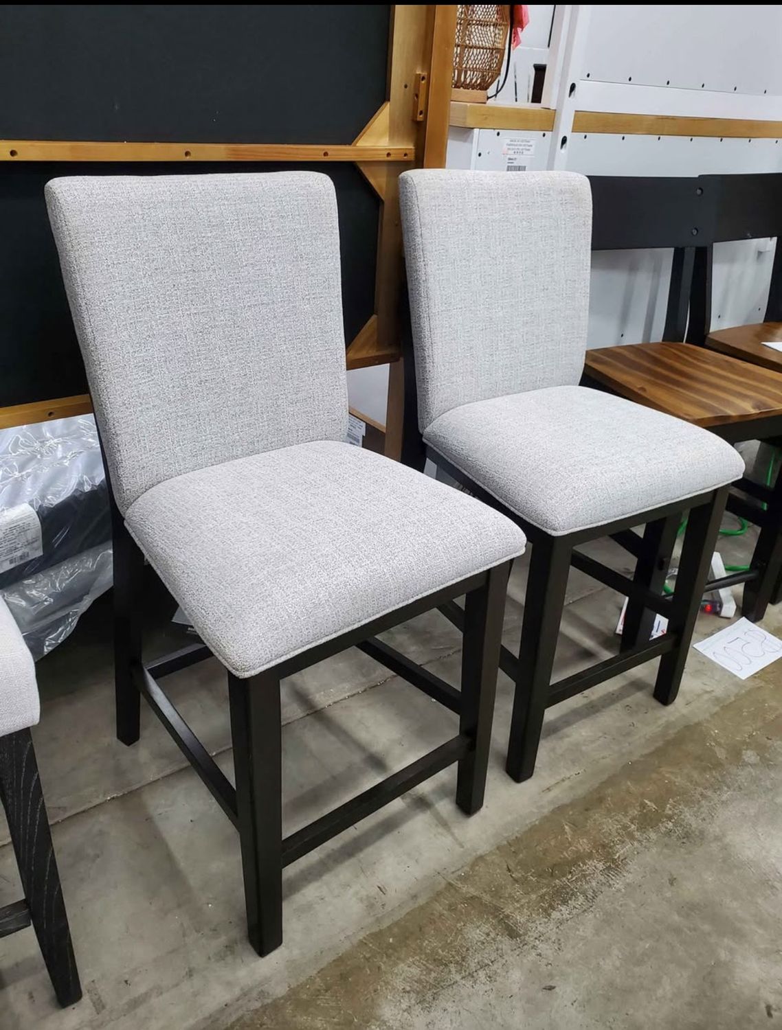 Set of 2 Counter Height Bar Stool with Foam Cushioned Seat, Light Gray & Black Ashley Neymorton