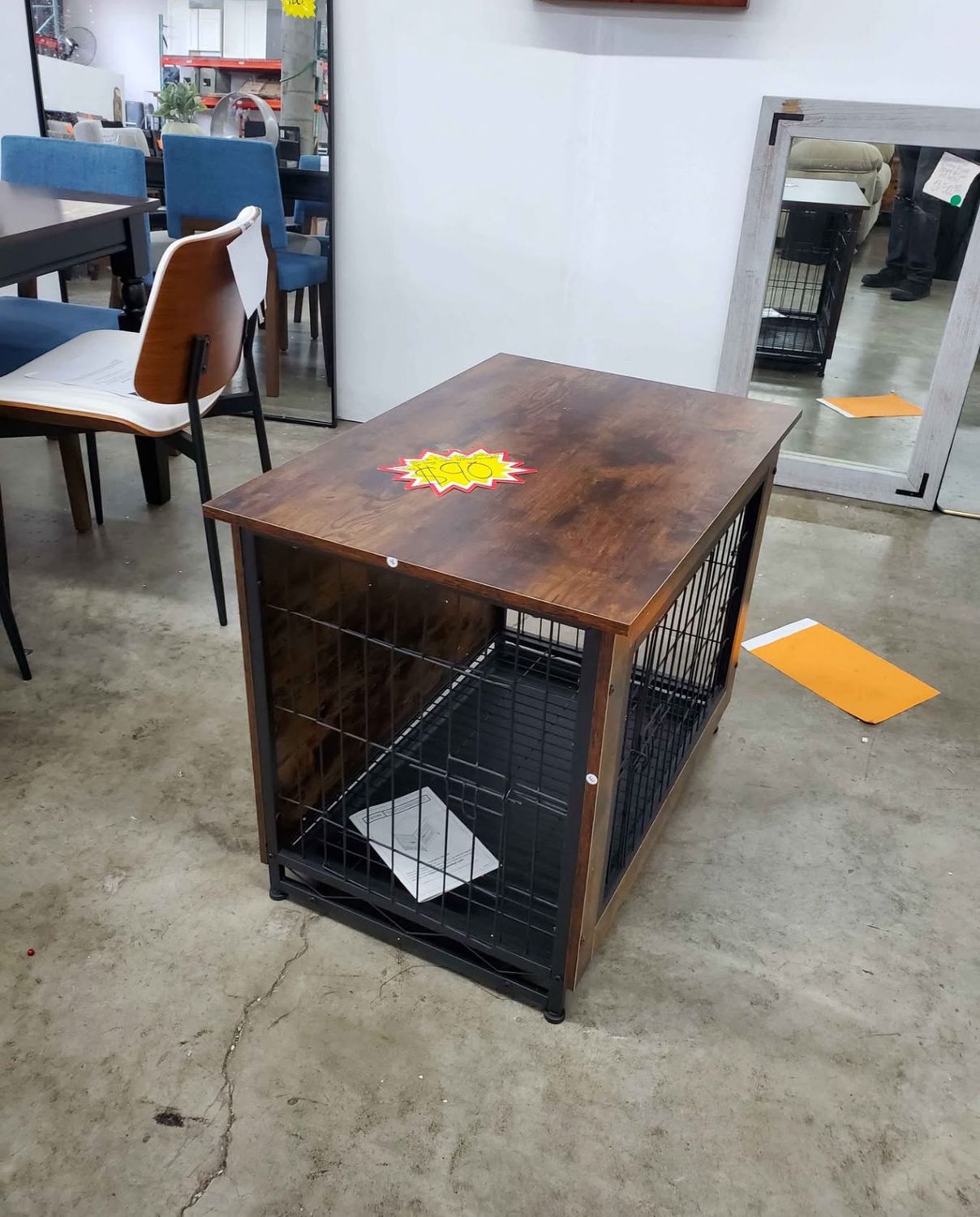 Dog Crate & End Table Double-Doors Kennel for Dogs Indoor up to 80 lb, Removable Tray