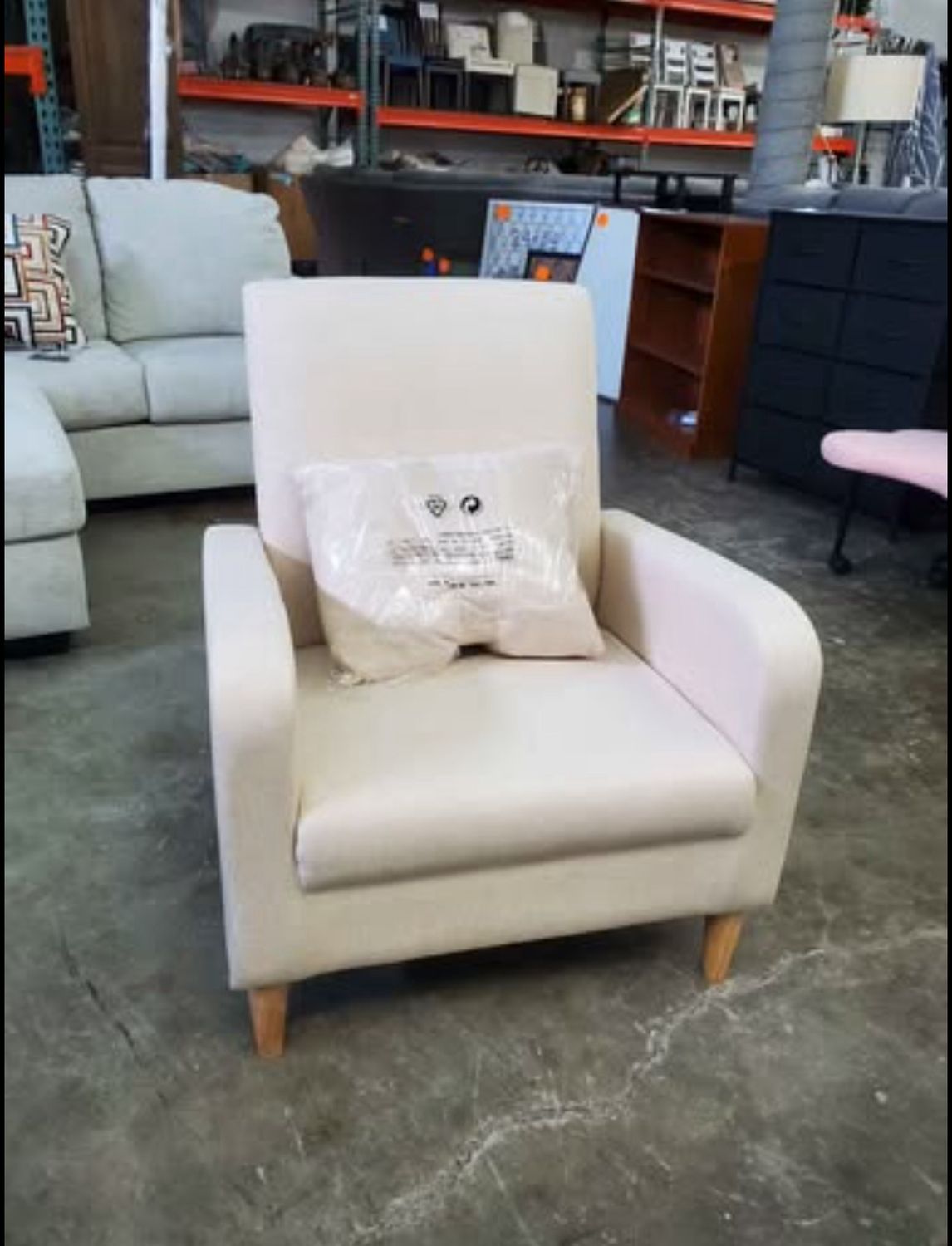 Modern Upholstered Accent Chair Armchair with Pillowfor Reading- Colamy