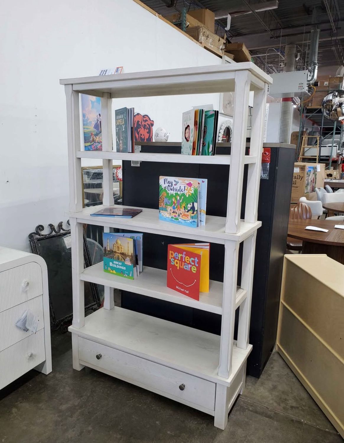 Display Shelf 4 Tier Bookcase - Antique White Ashley Robbinsdale Display Shelf 4 Tier Bookcase