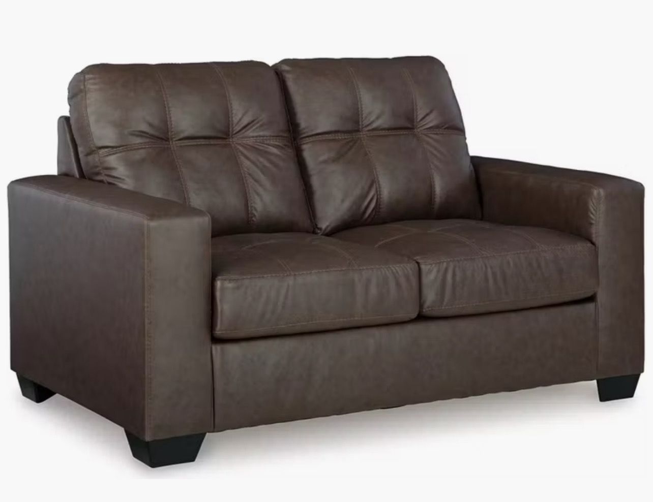 Modern Faux Leather Carlin Mills Loveseat In Umber By Ashley Modern Faux Leather Carlin Mills Loveseat In Umber By Ashley