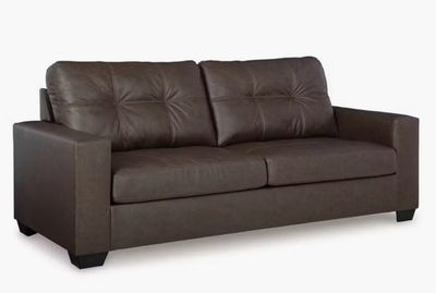 Modern Faux Leather Barking Mills Sofa In Umber By Ashley Modern Faux Leather Barking Mills Sofa In Umber By Ashley