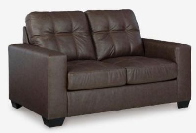 Modern Faux Leather  Barlin Mills loveseat  In Umber By Ashley