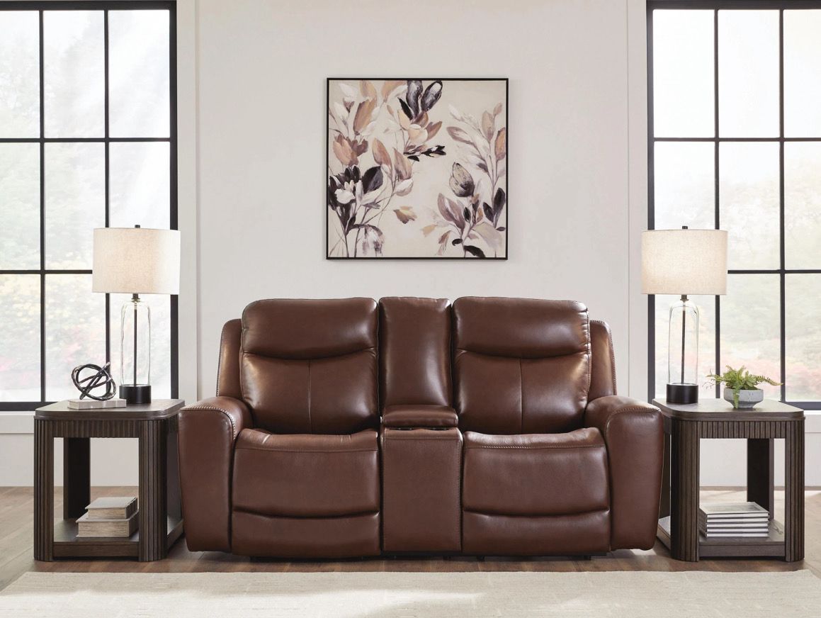 Momentum Moves Dual Power Leather Reclining Loveseat with Console Momentum Moves Dual Power Leather Reclining Loveseat with Console