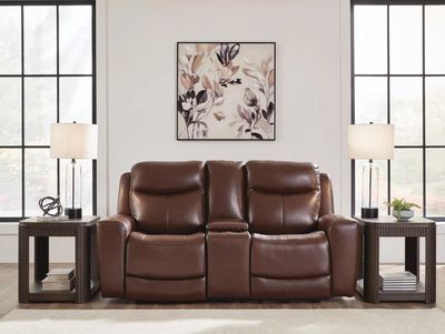 Momentum Moves Dual Power Leather Reclining Loveseat with Console Momentum Moves Dual Power Leather Reclining Loveseat with Console