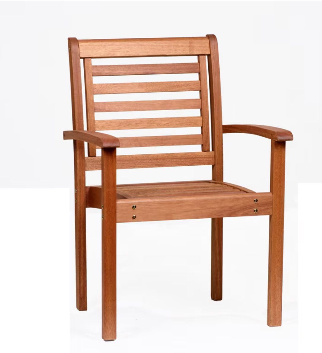 Amazonia Milano Set Of 2 Stackable Chair | Eucalyptus Wood | Ideal for Outdoors and Indoors, Brown