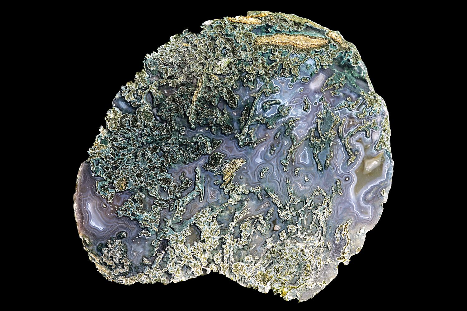 Dense green Moss Agate with Fortification