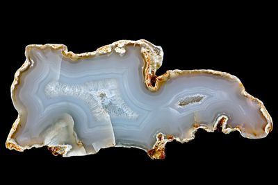 Fortification Agate with 2 small crystal geodes (pair with #38)