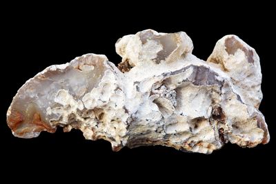 Fortification Agate with 2 small crystal geodes (pair with #38)