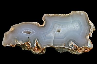 Fortification Agate with 2 small crystal geodes​ (pair with #30)