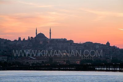 Sunset showing the Blue Mosque in Istanbul