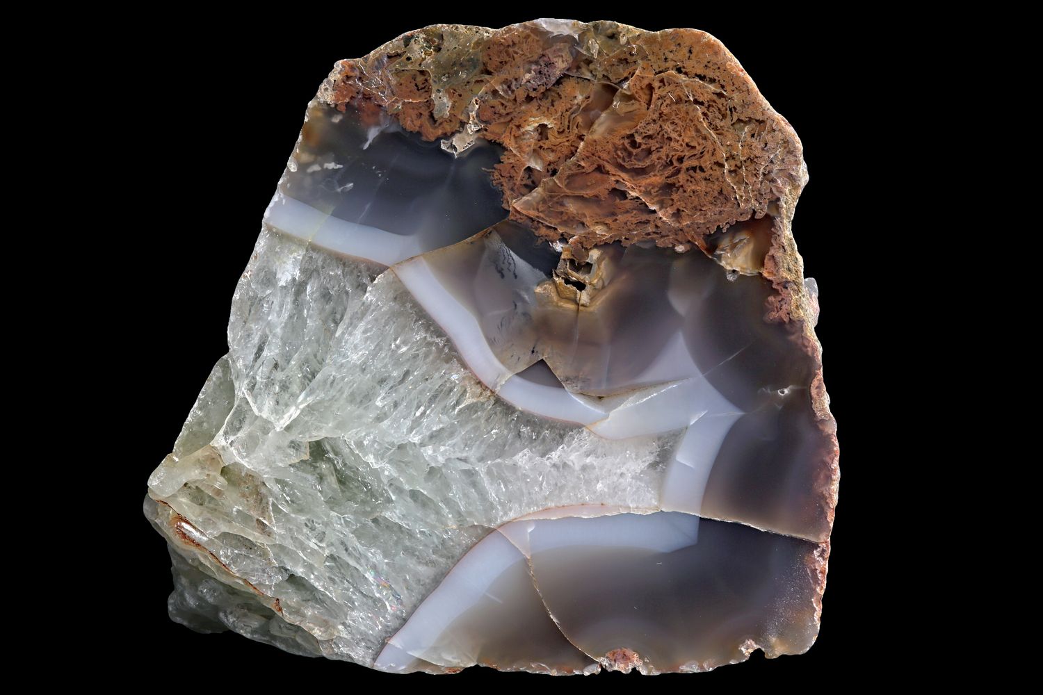 Moss Agate with Fortification and crystalline Quartz