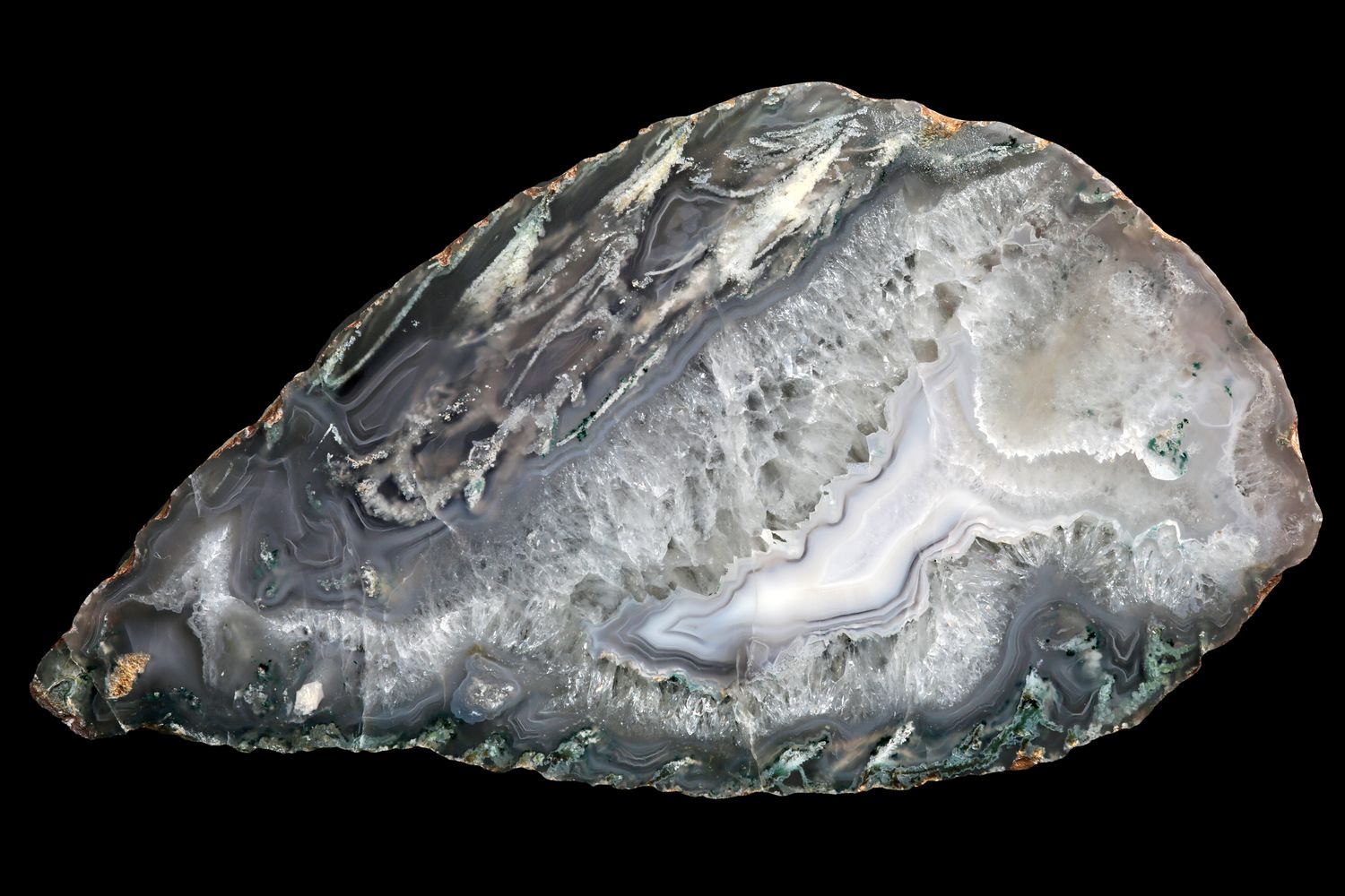 Moss Agate, crystal Quartz centre &amp; Agate floater