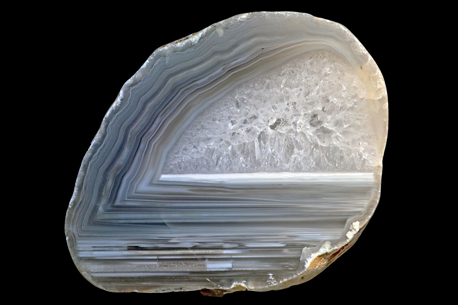 Offset Fortification Waterline Agate with a Crystal centre
