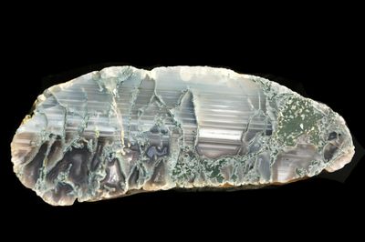 Green Moss Agate.  Banded waterline with green moss at the top