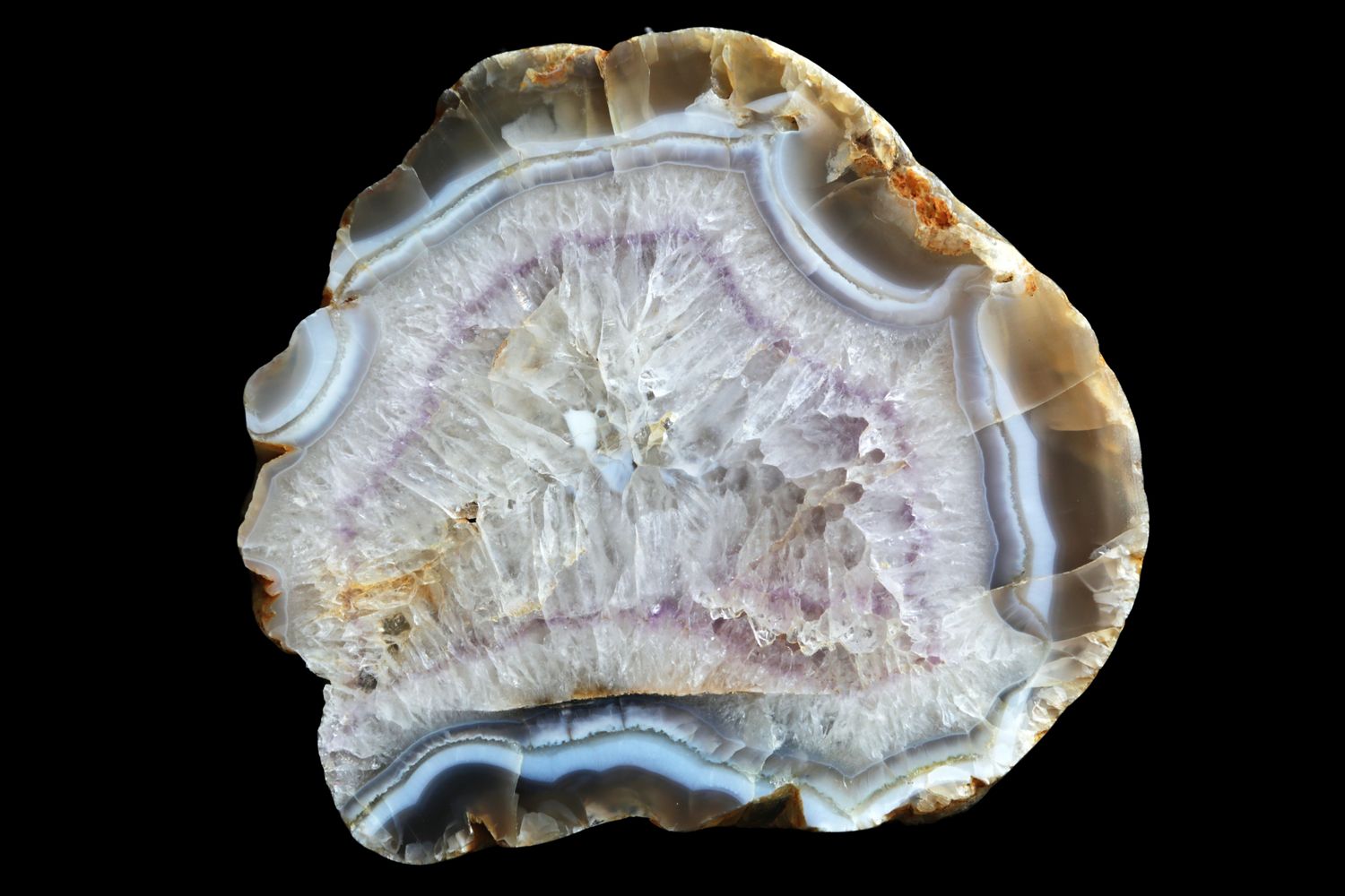 Fortification Agate with a Amethystine (Amethyst) Ghosting Layer in it (RARE)