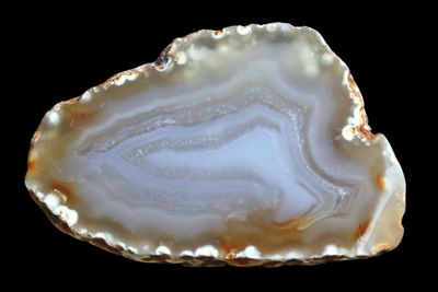 Creamy White Fortification Agate with Crystal in between the layers of Agate