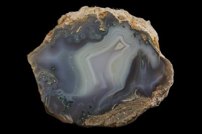 Strongly Fortified Agate with Green Mossy patches around the edge