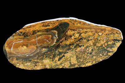 Chert and Plasma Jasper Slab.  Green Brown &amp; Gold patchwork pattern