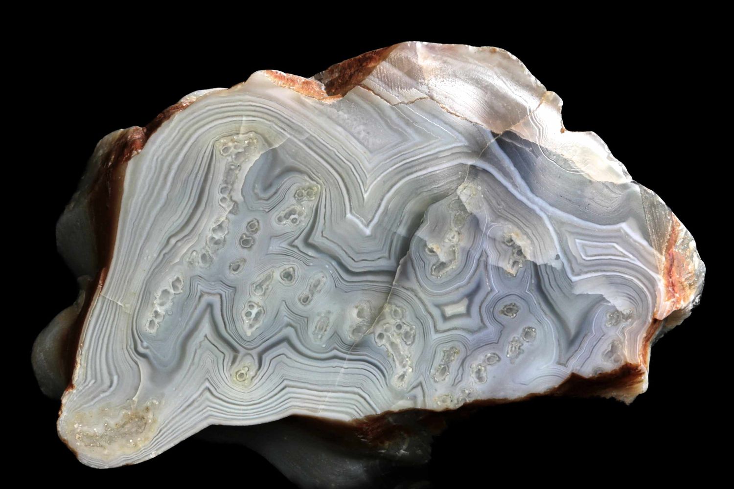 Fortified Agate with bulls eyes and moss
