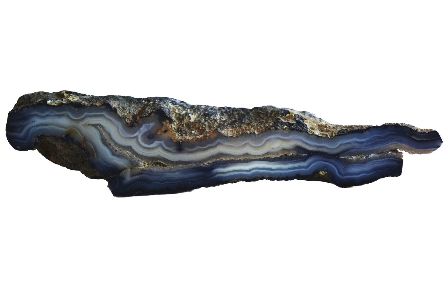 Black Agate, Fortification Agate with a small crystaline centre