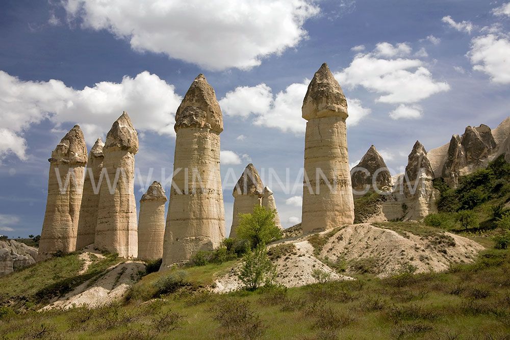 Phallic-shaped rock formations in Love Valley, Cappadocia, Turkey