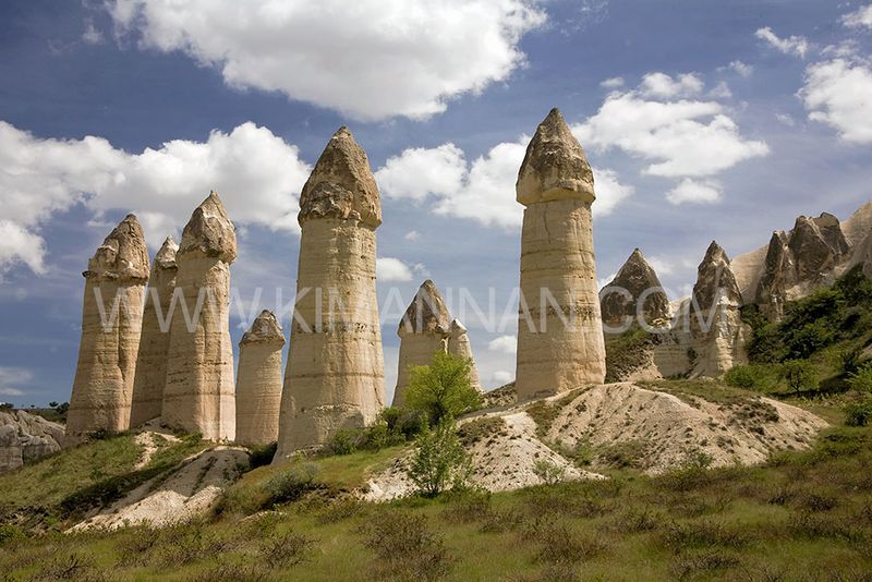 Phallic-shaped rock formations in Love Valley, Cappadocia, Turkey