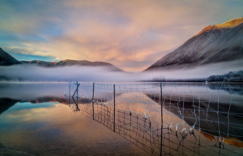 Lake Pearson Hoar Frost Fence at Sunrise