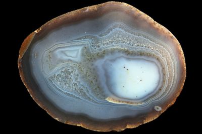 Agate with Fortification around the edge and a milky white centre