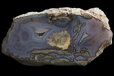Fortification Agate, calcite inclusion spray, small Drusy Crystalline Geode cavity