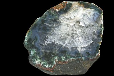 Agate with dark green Mossy Flowery growths, multicoloured skin