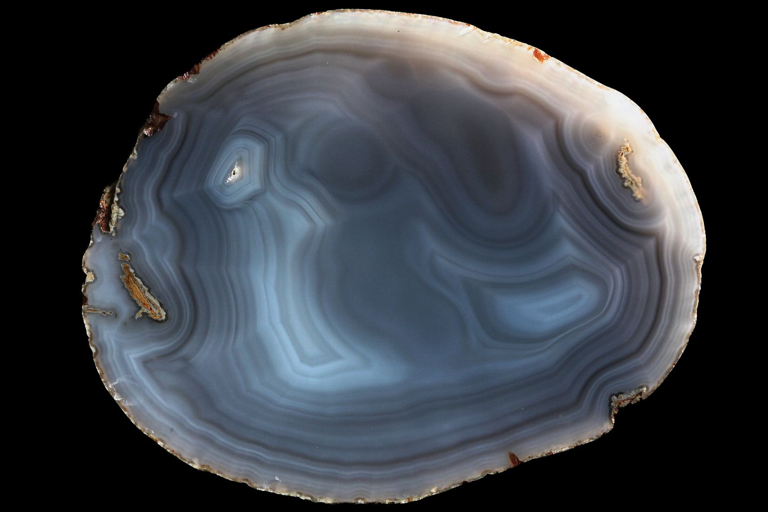 Fortified blue grey Agate, Mossy inclusions