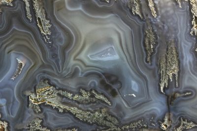 Multi centred plume Agate with plumy Moss hanging down inside it and Fortifications