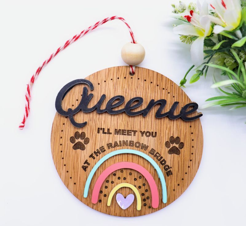 Acrylic Rainbow &amp; Name Pet Memorial