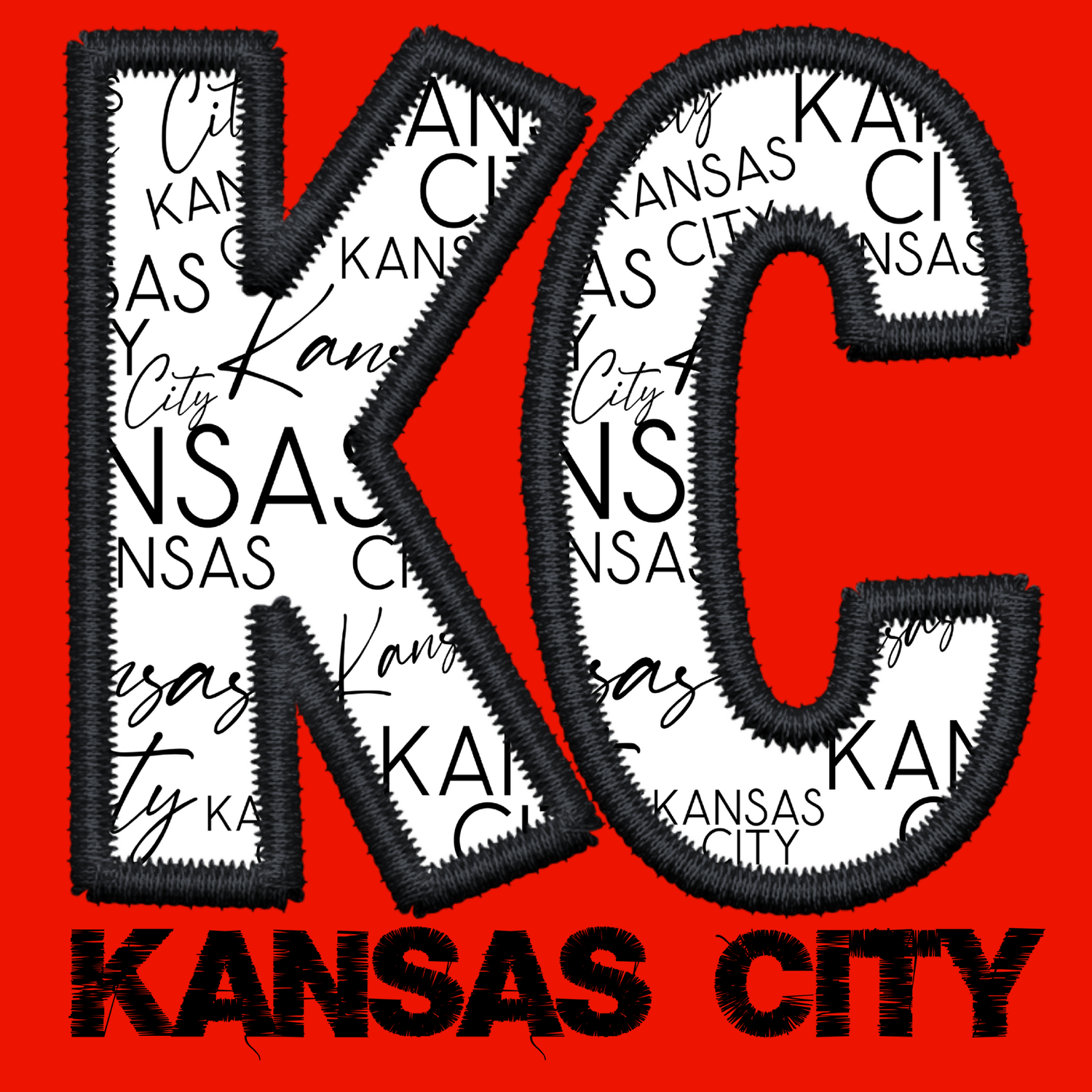 Faux Embroidered Kansas City Black