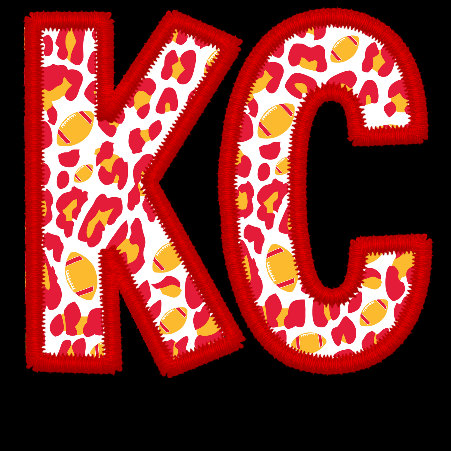 Faux Embroidered KC Red